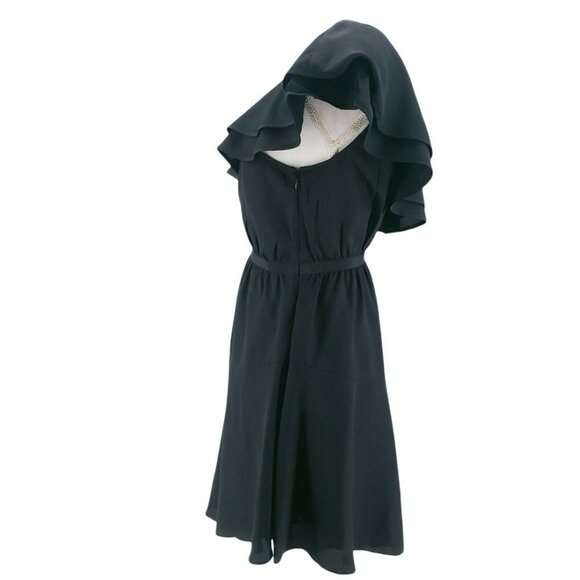 LIKELY Black Ruffle Dress One Shoulder Size 4 - Picture 4 of 10